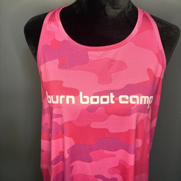 Burn Boot Camp Tank Top Womens XL Pink Camouflage Logo Top - Picture 2 of 7